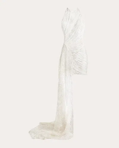 Francisco Arce Women's Vexa Draped Silk Fringe Mini Dress In White