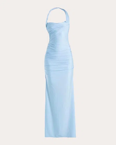 Francisco Arce Women's Vira Gathered Halter Gown In Blue