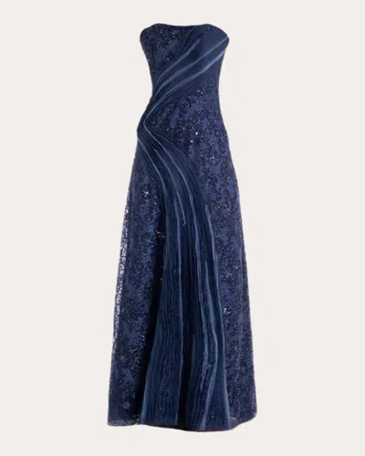 Francisco Arce Women's Xóchitl Embellished Wave Strapless Gown In Blue