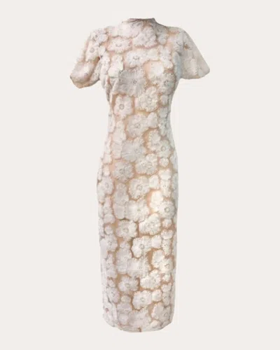 Francisco Arce Women's Yaile Embroidered Floral Lace Midi Dress In White