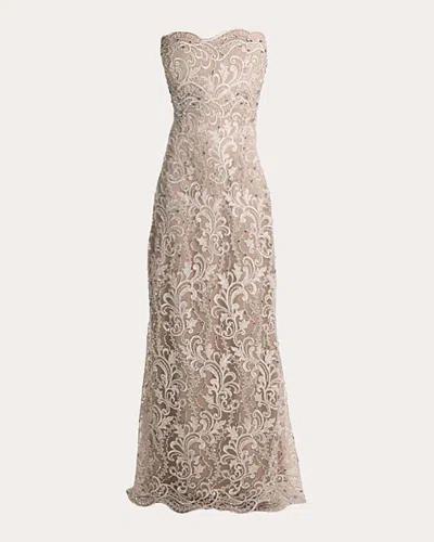 Francisco Arce Women's Yari Embellished Lace Strapless Gown In Gold