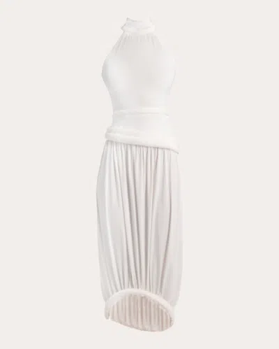 Francisco Arce Women's Yume Rolled Mock Neck Midi Dress In White