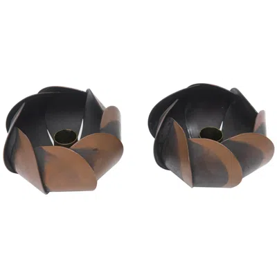 Pre-owned Francisco Rebajes Mid Century Modern Blackened Copper Candlesticks By  1950's