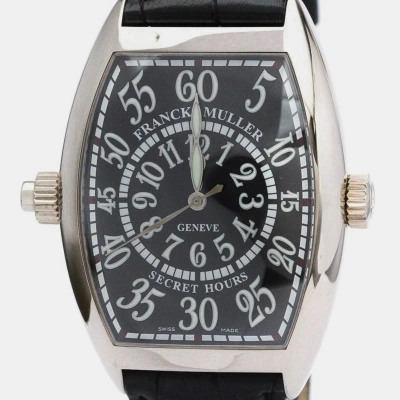 Pre-owned Franck Muller Black 18k White Gold Cintree Curvex 7880 Automatic Men's Wristwatch 35 Mm