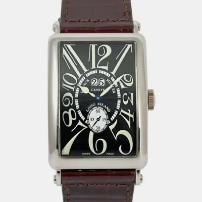 Pre-owned Franck Muller Black 18k White Gold Long Island Grand Guiche 1200s6gg Men's Wristwatch 45mm