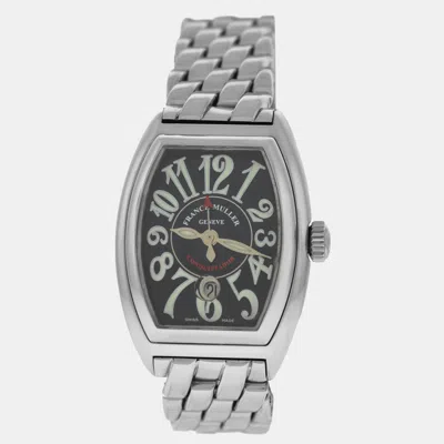 Pre-owned Franck Muller Black Stainless Steel Conquistador 8001 L Sc Automatic Women's Wristwatch 28 Mm