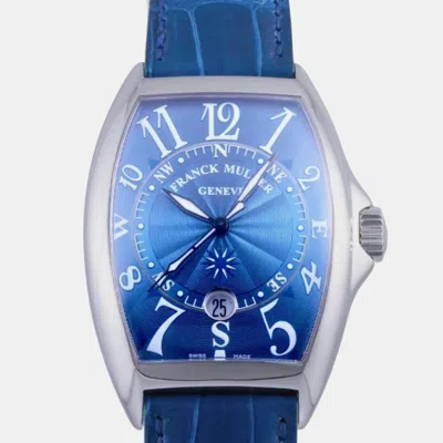 Pre-owned Franck Muller Blue Stainless Steel Tonneau Curvex 7080scdtmarac Men's Wristwatch 34mm