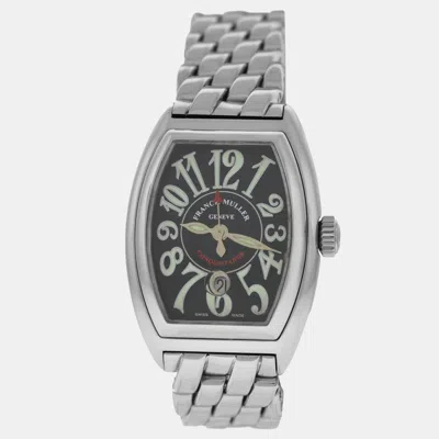 Pre-owned Franck Muller Conquistador 8001 L Sc Automatic Black Stainless Steel Women's Wristwatch 28 Mm