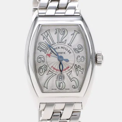 Pre-owned Franck Muller Conquistador 8005lsc Automatic Silver Stainless Steel Women's Wristwatch 28 Mm