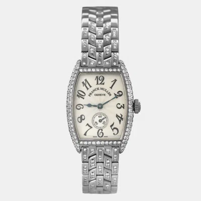 Pre-owned Franck Muller Curvex 1750 S6 D Manual Winding White 18k White Gold Diamond Women's Wristwatch 25 Mm