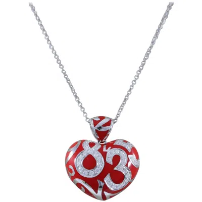 Pre-owned Franck Muller Diamond Enamel Crazy Hours Heart Pendant In Multi