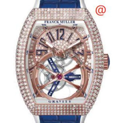 Franck Muller Gravity Hand Wind Diamond Gold Dial Men's Watch V45tgravitycsdcd5nbu(diambl5n) In Blue