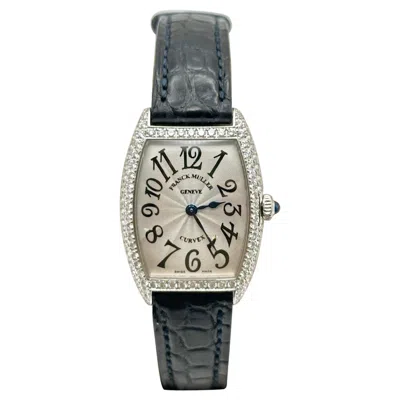Pre-owned Franck Muller Ladies Cintree Curvex 1752 Qz D 18k White Gold Pave Diamond Bezel
