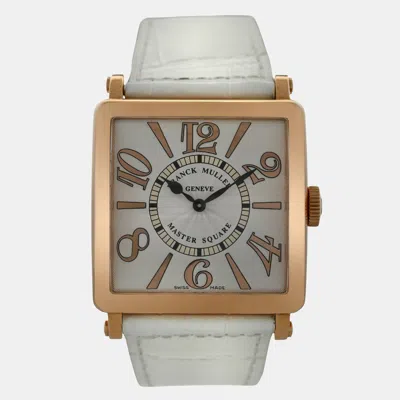 Pre-owned Franck Muller Master Square 6002 H Qz Rel 6/6 Quartz 18k Rose Gold Women's Wristwatch 36 Mm In White