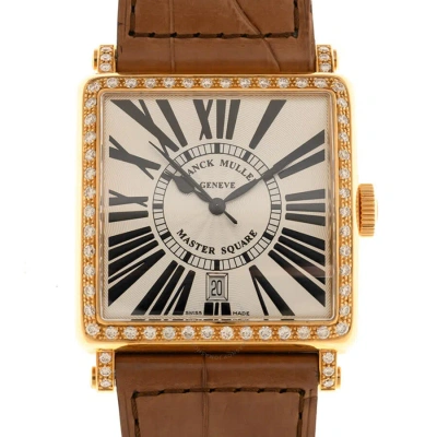 Franck Muller Master Square Automatic Diamond White Dial Ladies Watch 6000hscdtrd1r(5n)-brstrap In Brown