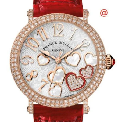 Franck Muller Round Heart Quartz Diamond Silver Dial Ladies Watch 8035heartrel2cocdd(blc5n)-rdstrap In Red