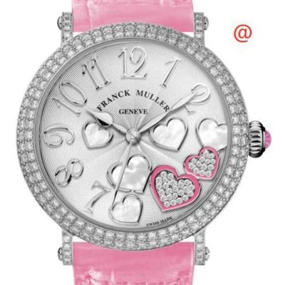 Franck Muller Round Heart Quartz Diamond Silver Dial Ladies Watch 8035heartrel2cocdd(blcac)-pkstrap In Pink