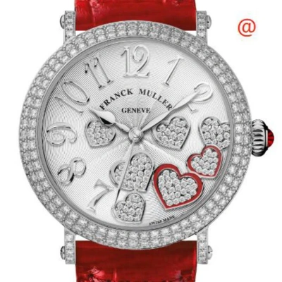 Franck Muller Round Heart Quartz Diamond Silver Dial Ladies Watch 8035heartreldcocd(blcac)-rdstrap In Red