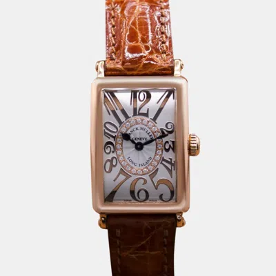Pre-owned Franck Muller Silver 18k Rose Gold Long Island Quartz Women's Wristwatch 23 Mm