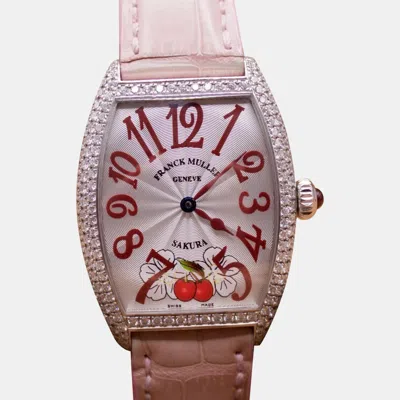 Pre-owned Franck Muller Silver Diamond 18k White Gold Cintree Curvex Quartz Women's Wristwatch 29 Mm
