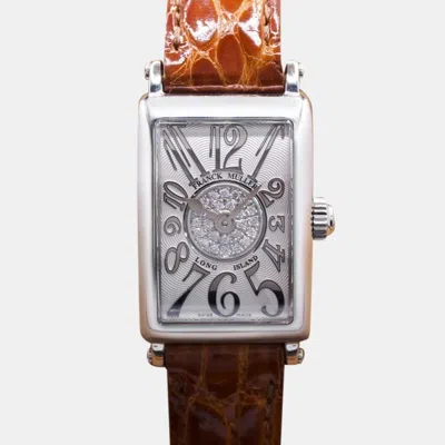 Pre-owned Franck Muller Silver Diamond Stainless Steel Long Island 802qz Quartz Women's Wristwatch 18 Mm