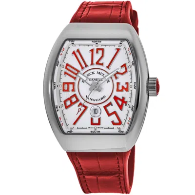Franck Muller Vanguard Automatic White Dial Red Strap Men's Watch V 45 Sc Dt Ac Rg