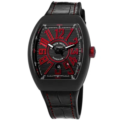 Franck Muller Vanguard Black Titanium Red Markers Rubber Strap Men's Watch V 45 Sc Dt Tt Nr Br Nr-red