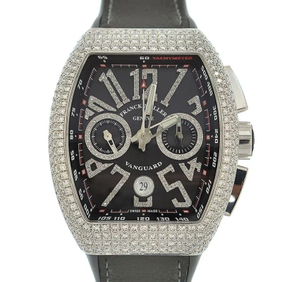 Franck Muller Vanguard Chronograph Automatic Diamond Grey Dial Men's Watch V45ccdtdnbrcd(acnr) In Grey / Skeleton