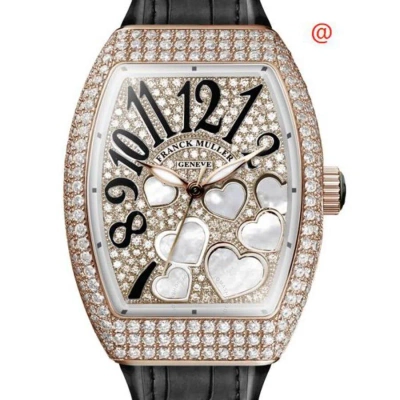 Franck Muller Vanguard Lady Heart Quartz Diamond Gold Dial Ladies Watch V32heartdcdcomop(5nnr)-bkstr In Black