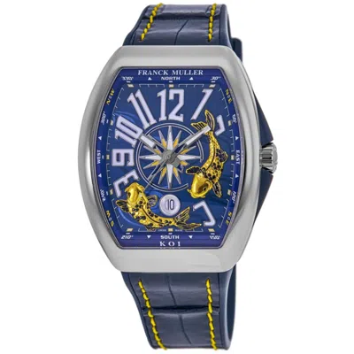 Franck Muller Vanguard Limited Edition 41mm Yachting Koi Blue Dial Rubber & Leather Strap Men's Watch V 41 Yt Sc D