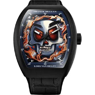 Franck Muller Vanguard Limited Edition Automatic Skull Dial Titanium Leather Strap Men's Watch V 43 Sc Skull Loes In Blue
