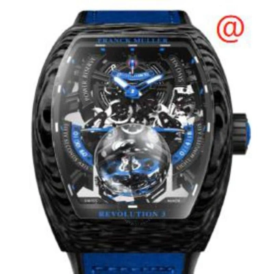 Franck Muller Vanguard Revolution 3 Hand Wind Black Dial Men's Watch V50rev3prsqtcarnr(carbbl) In Blue