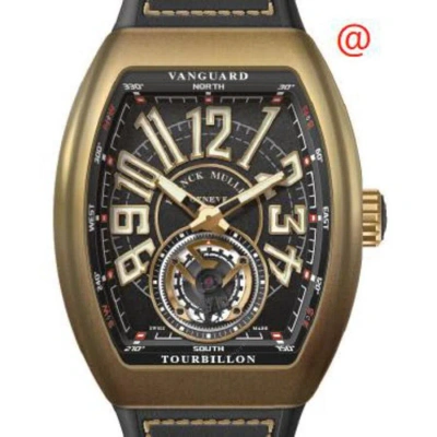 Franck Muller Vanguard Tourbillon Hand Wind Black Dial Men's Watch V45tcirbzbrnr(nrblcbzbr) In Gold