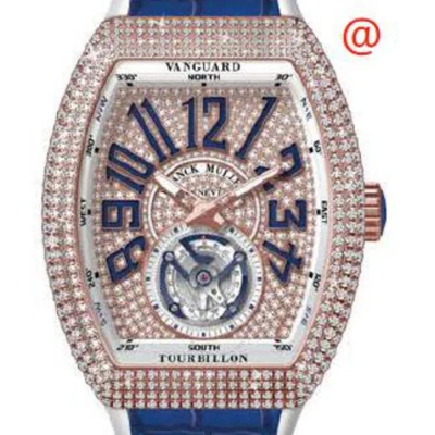 Franck Muller Vanguard Tourbillon Hand Wind Diamond Rose Gold Dial Men's Watch V45tdcd5nbu(diambl5n) In Blue