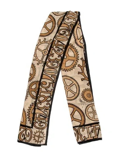 Pre-owned Franck Muller Wool Graphic Print Scarf In Neutrals