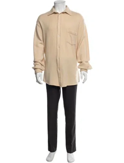 Pre-owned Franck Namani Cashmere Mock Neck Cardigan In Neutral