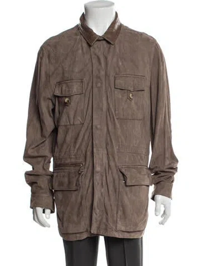 Pre-owned Franck Namani Leather Utility Jacket In Neutral