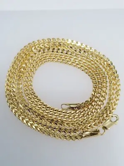 Pre-owned Franco Chain Real 10kt Yellow Gold Franco Style Link Necklace Chain 2 Mm 24 " Inch Unisex