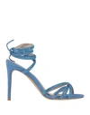 Franco Colli Woman Sandals Azure Size 8 Leather In Blue
