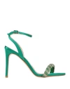 Franco Colli Woman Sandals Green Size 10 Textile Fibers In Green