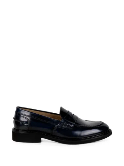Franco Fedele Calf Leather Penny Loafers In Black
