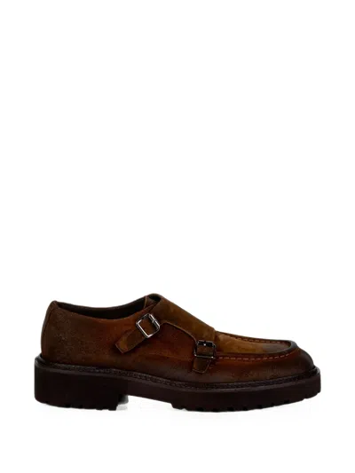 Franco Fedele Double-strap Lug-sole Monk Shoes In Brown