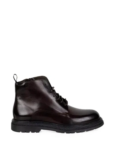 Franco Fedele Lace-up Leather Boots In Burgundy