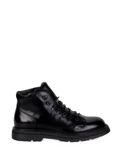Franco Fedele Lace-up Leather Hiking Boots In Black