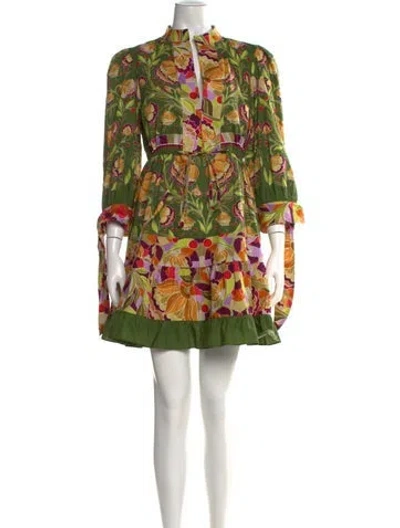 Pre-owned Franco Ferrari Floral Print Mini Dress In Green