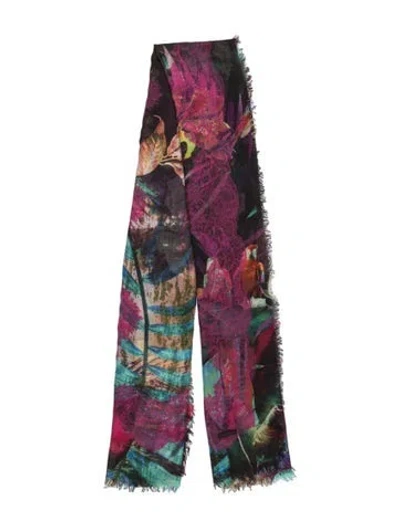 Pre-owned Franco Ferrari Floral Print Scarf In Purple