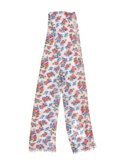 Pre-owned Franco Ferrari Floral Print Scarf In Purple