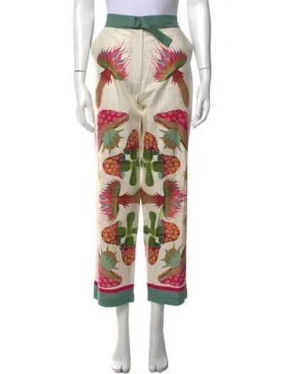 Pre-owned Franco Ferrari Floral Print Wide Leg Pants W/ Tags In Multicolor