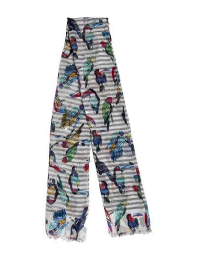 Pre-owned Franco Ferrari Graphic Print Scarf In Blue