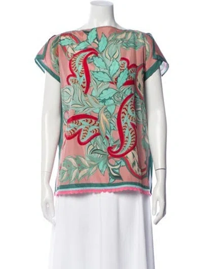 Pre-owned Franco Ferrari Paisley Print Crew Neck Top In Green